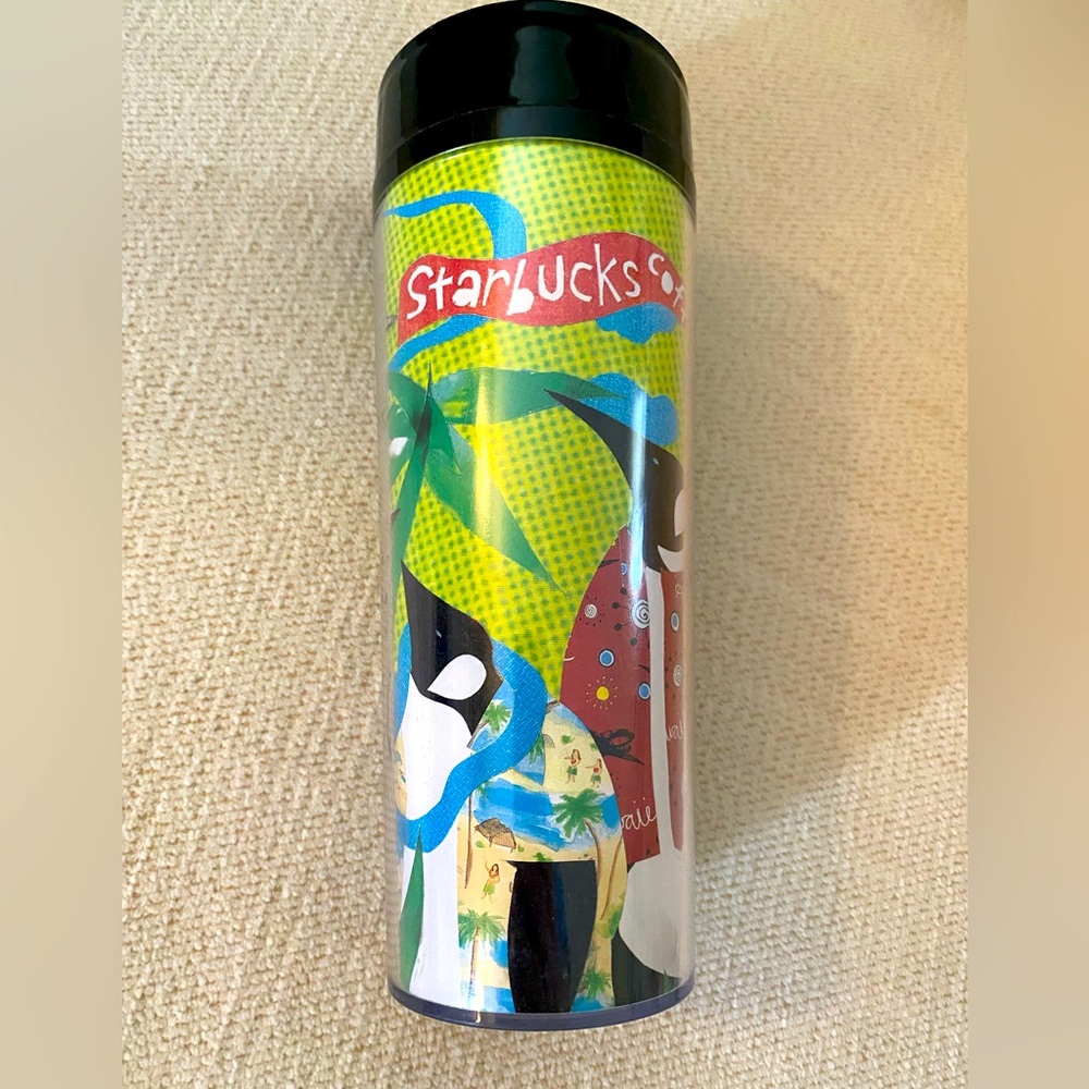 Vintage Starbucks 20oz ThermoServ coffee cup tumbler Hawaii penguins 1998 EUC👀 - Picture 2 of 7
